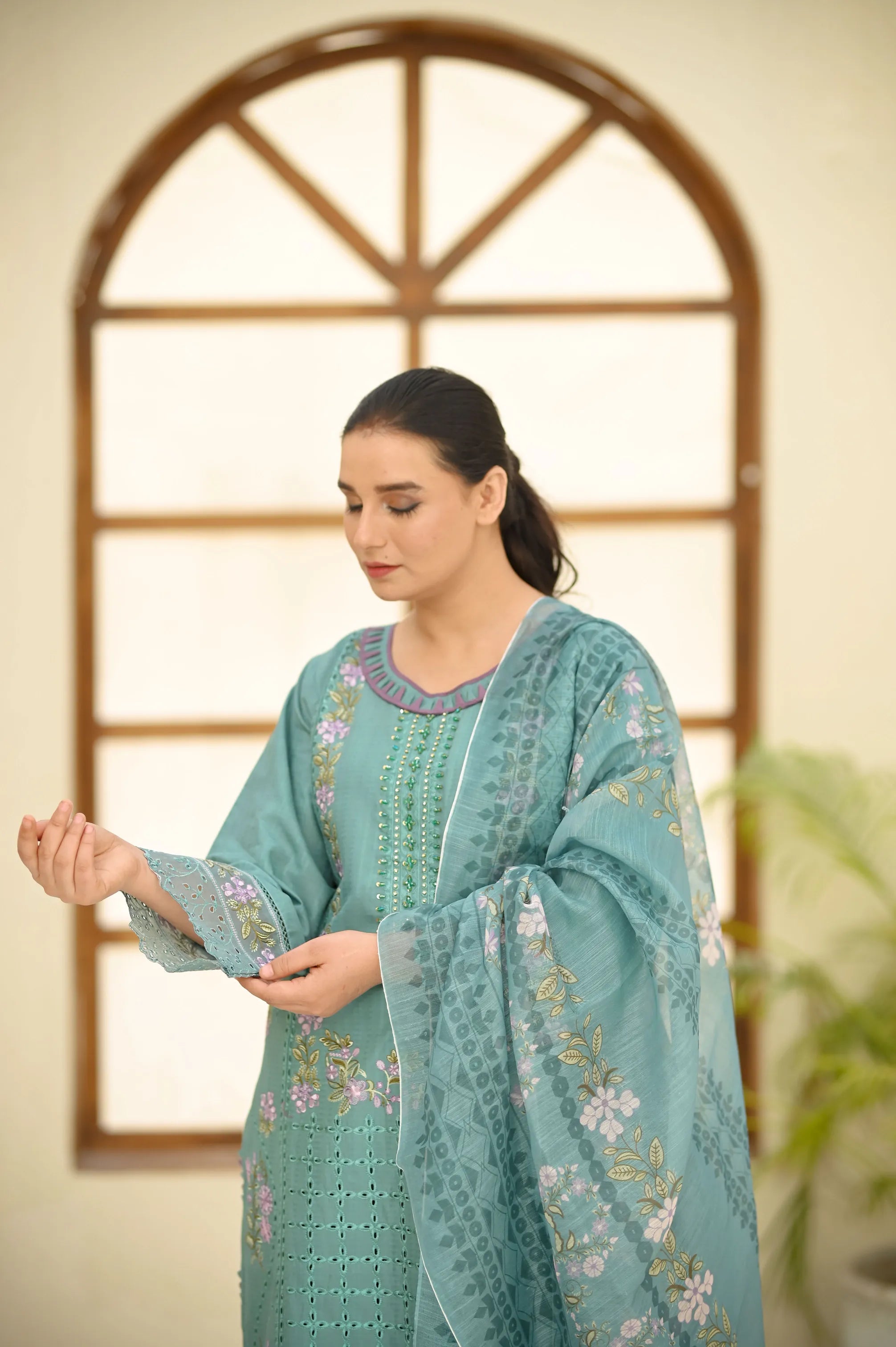 Luxury Chikankari Premium Self-Design Cotton 3PC Suit