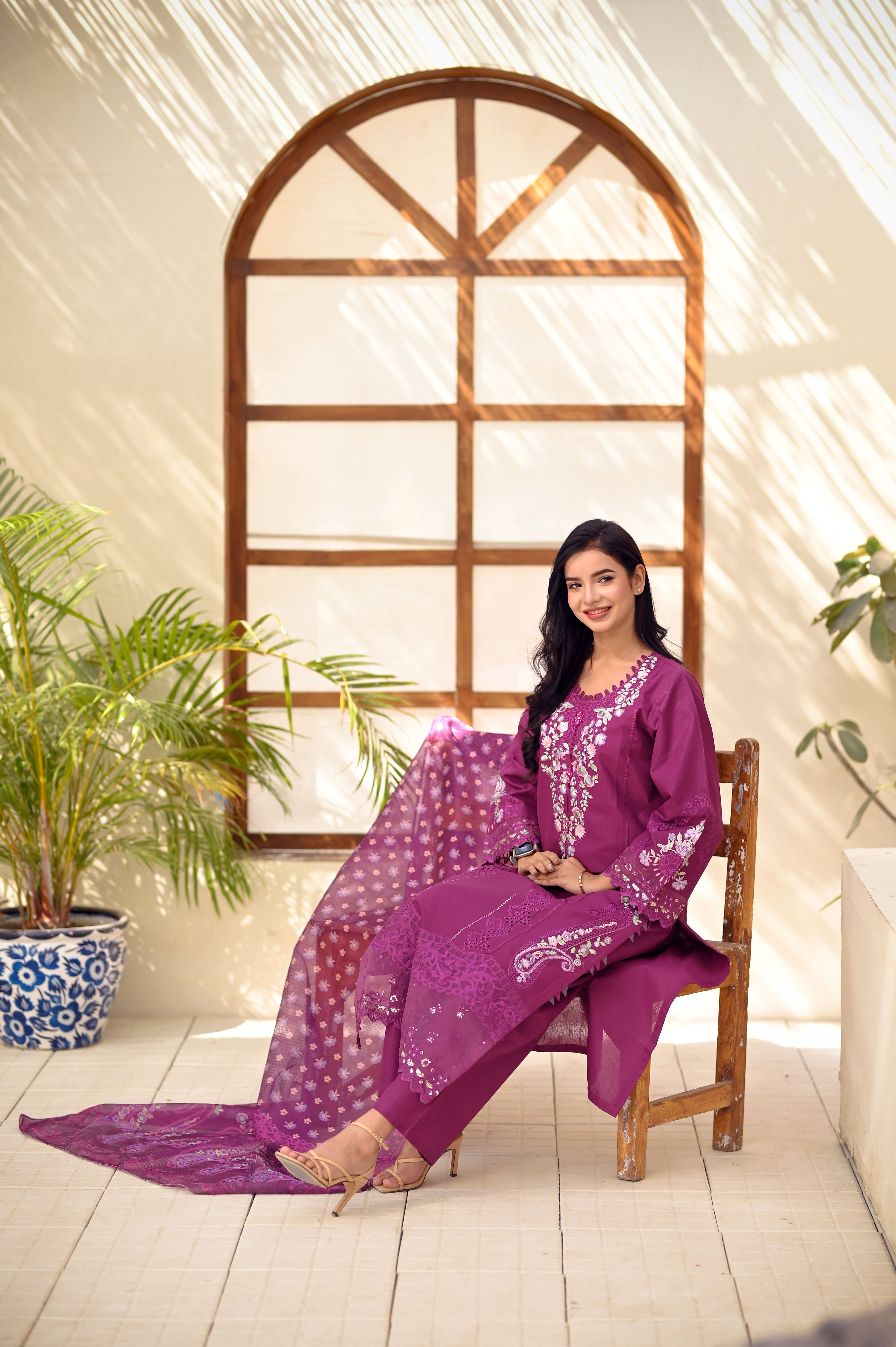 Royal Chikankari Premium Cotton 3-Piece Suit