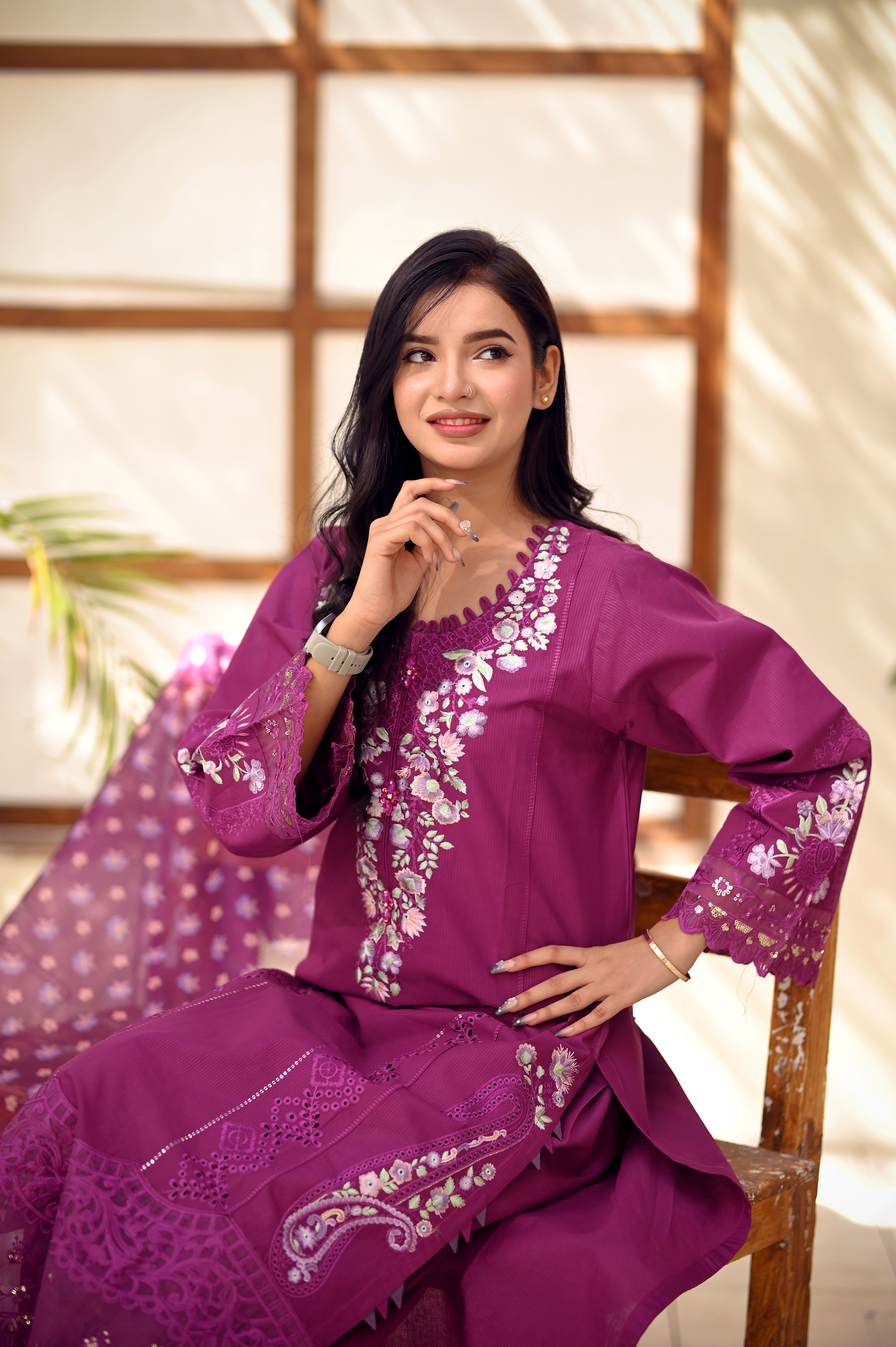 Royal Chikankari Premium Cotton 3-Piece Suit