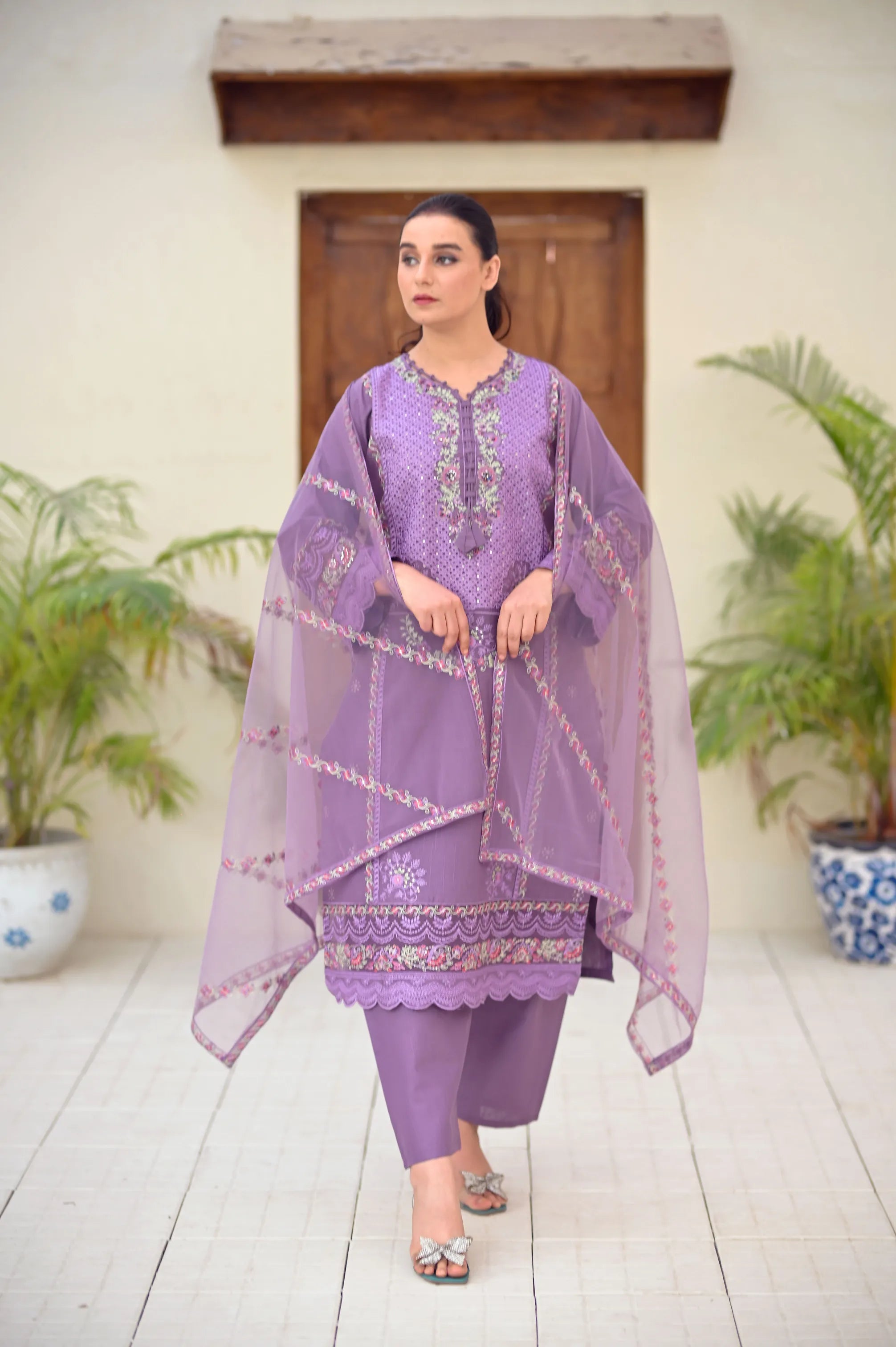 Serene Luxe Embroidered 3-Piece Cotton Set