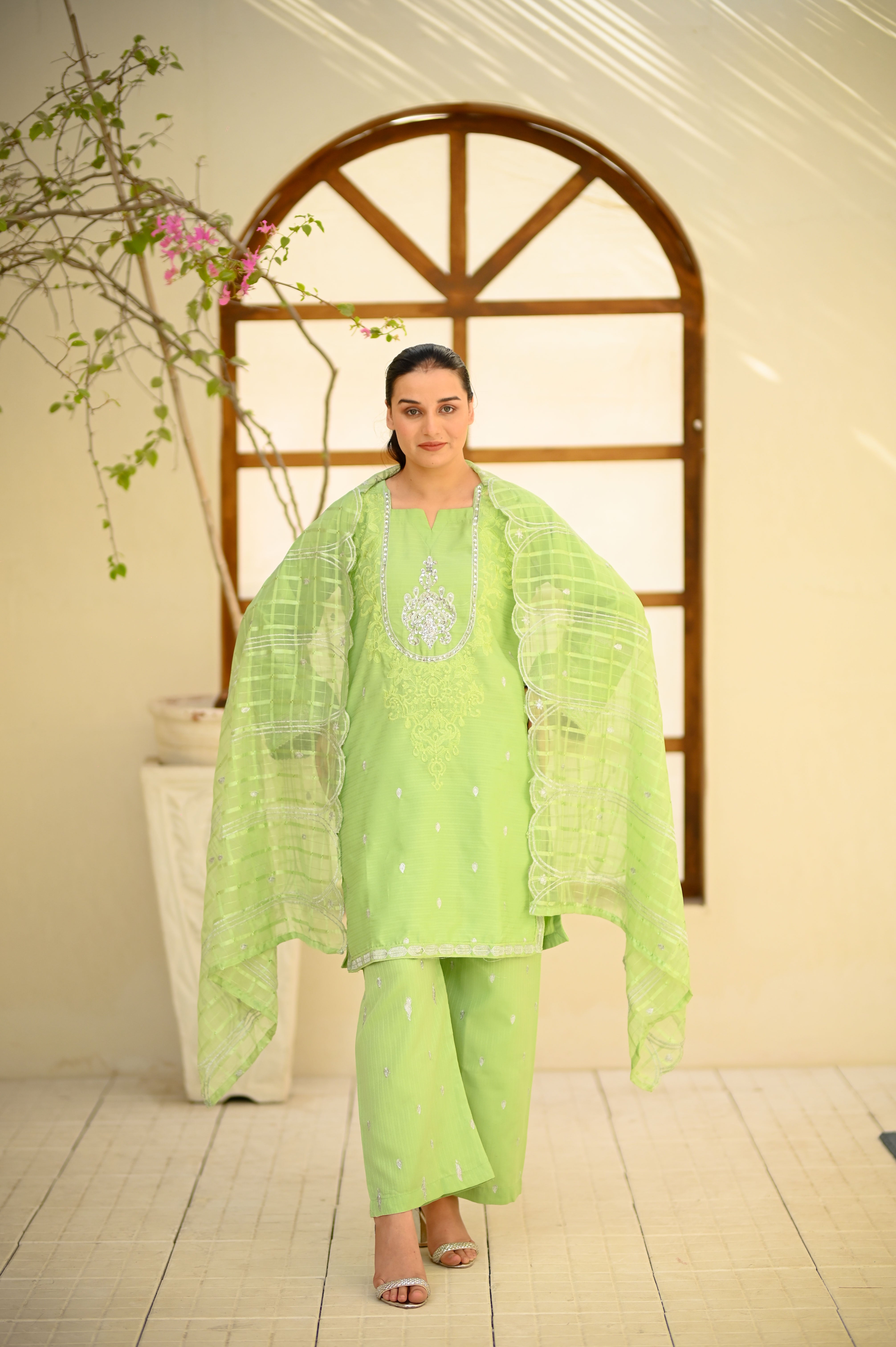 3. Premium Hand Embroidered PV Cotton 3-Piece Suit