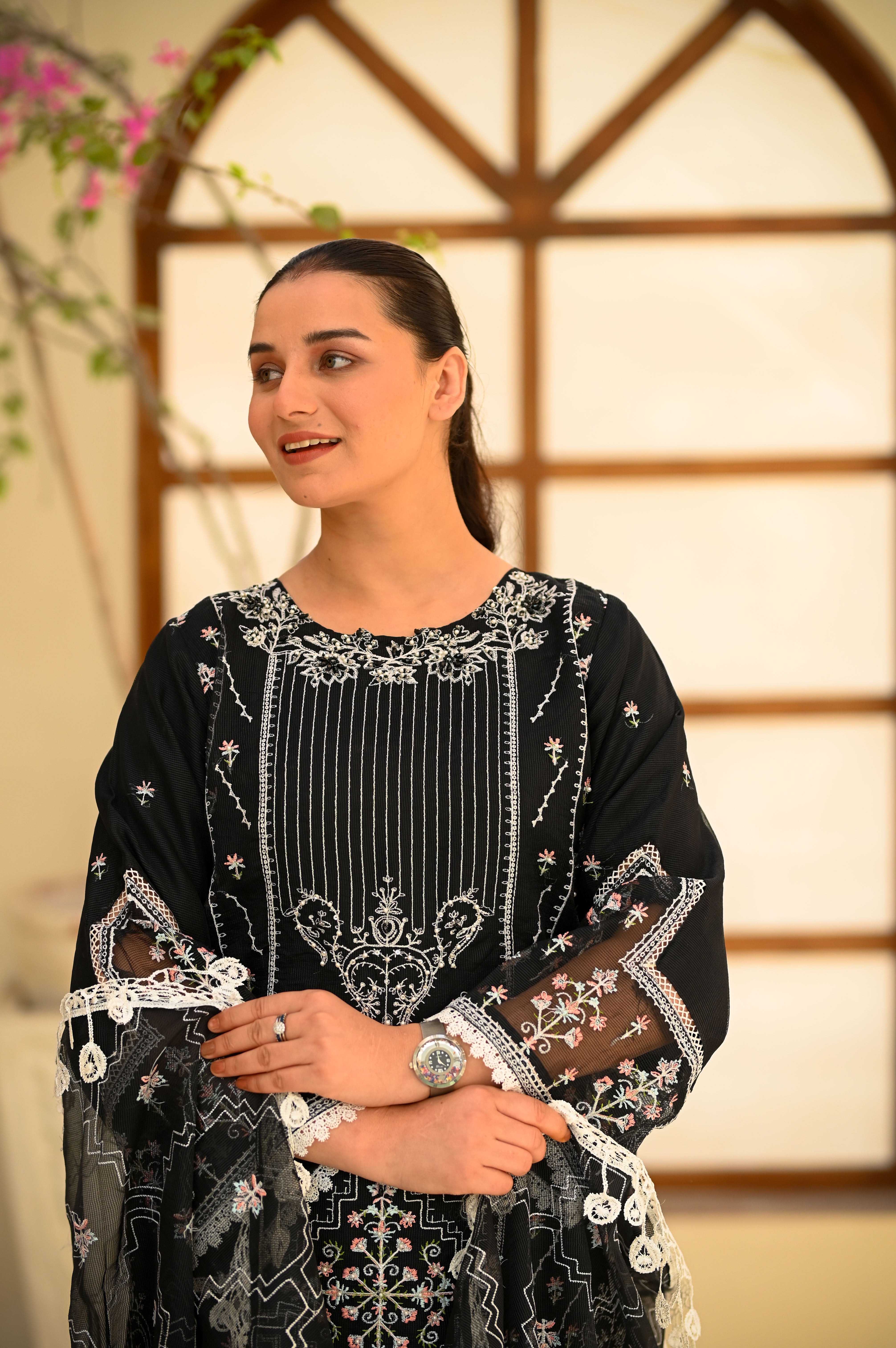 Luxury Heavy Embroidered 3-Piece Suit with Organza & Handcrafted Details