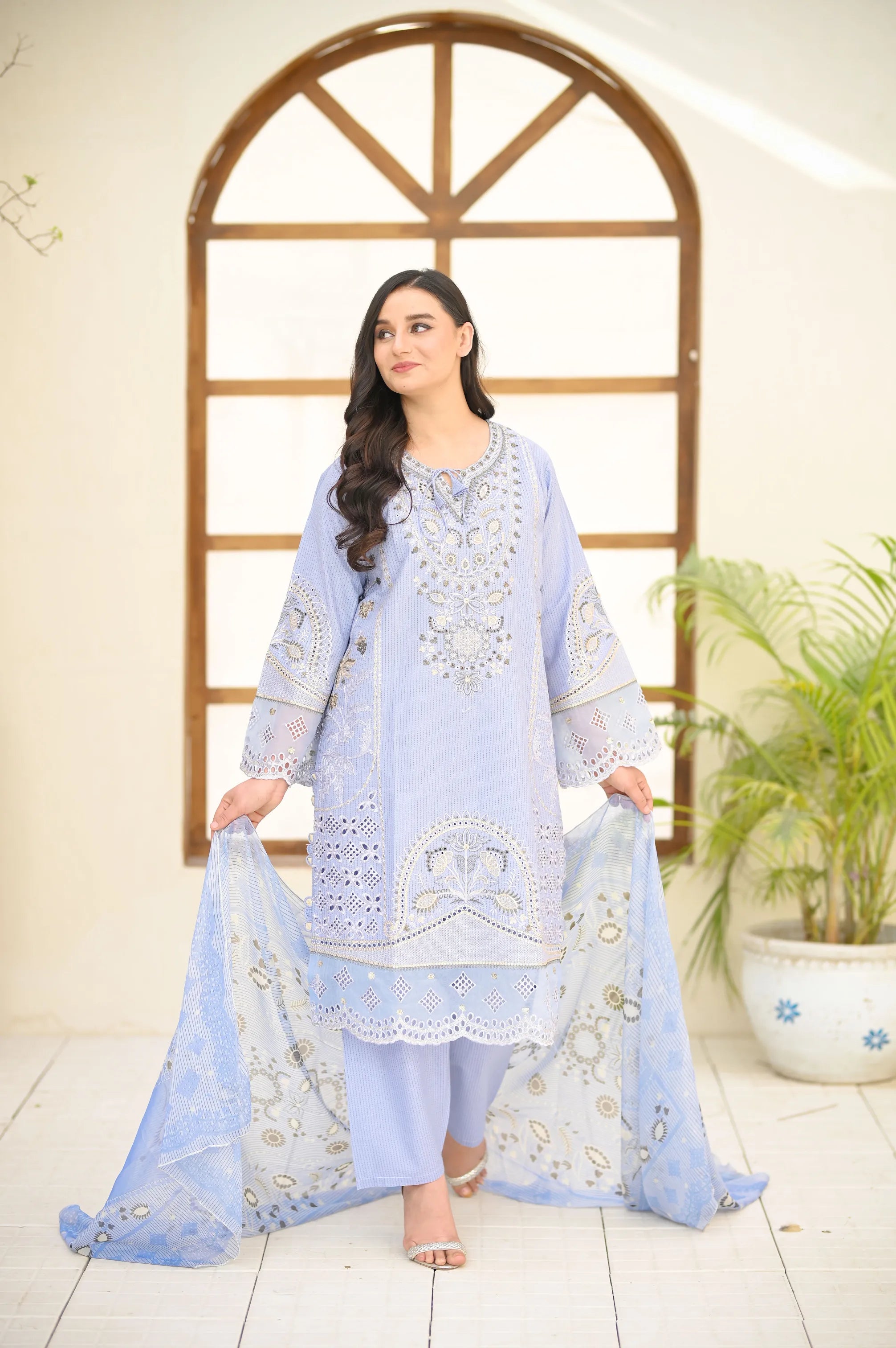 Elysia Laser-Cut Embroidered 3-Piece Set