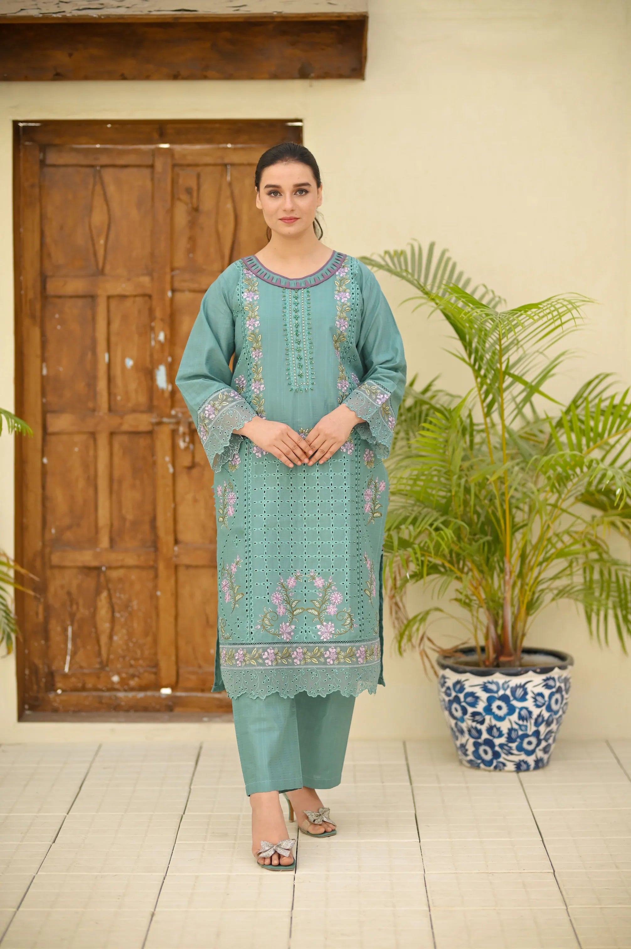 Luxury Chikankari Premium Self-Design Cotton 3PC Suit