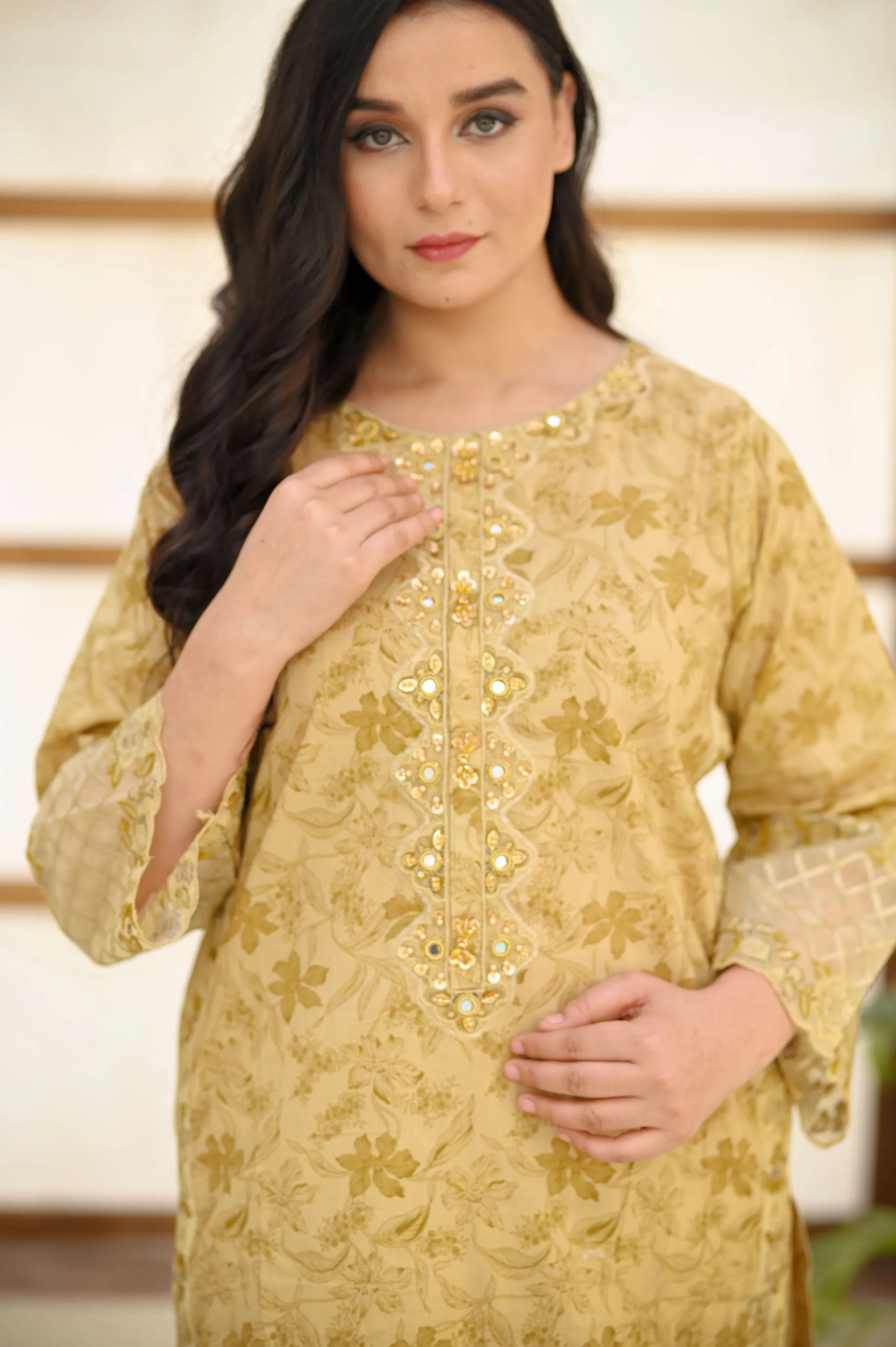 Zaria Pearl Mirror 3-Piece Printed Lawn Set