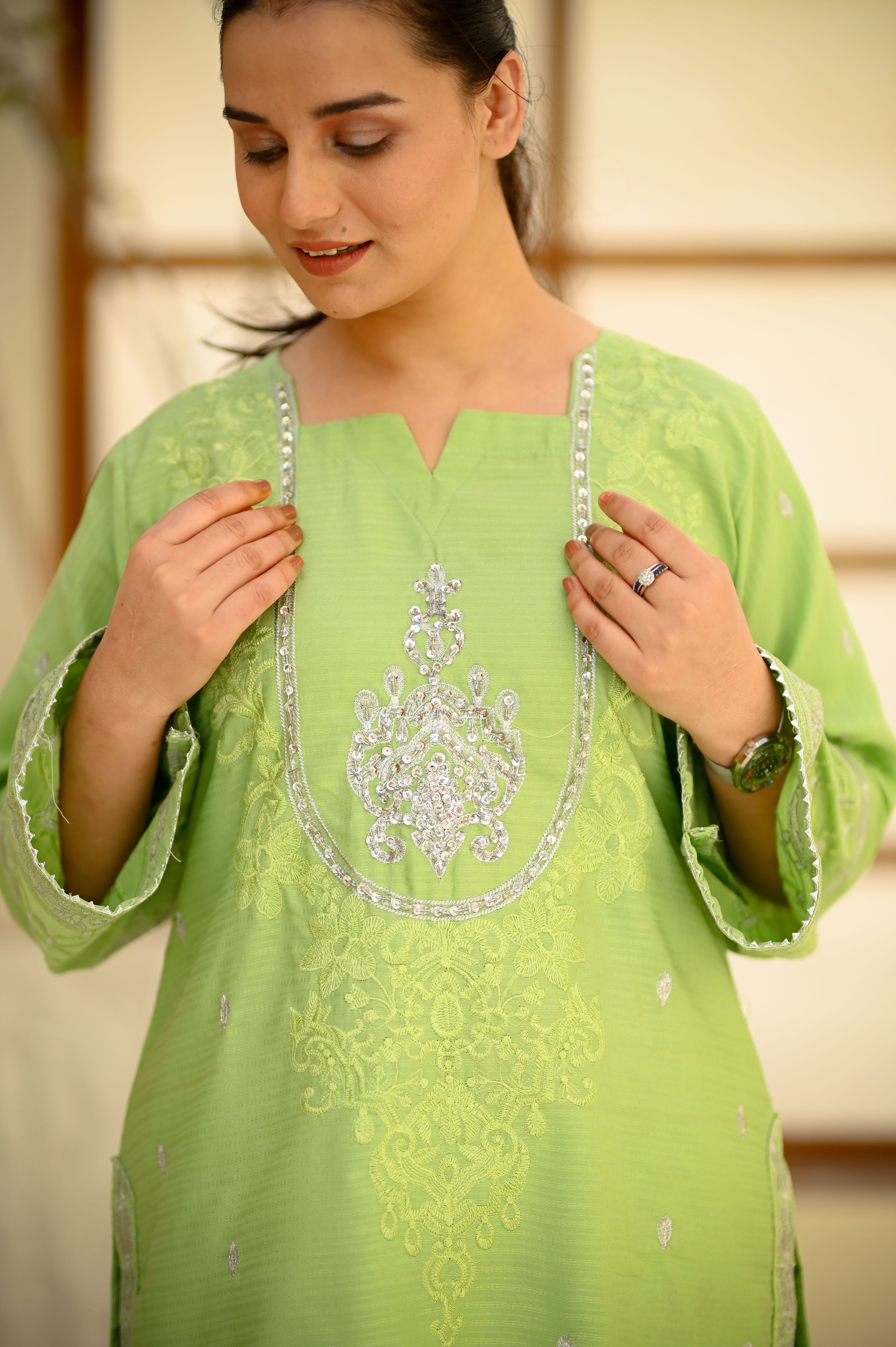 3. Premium Hand Embroidered PV Cotton 3-Piece Suit