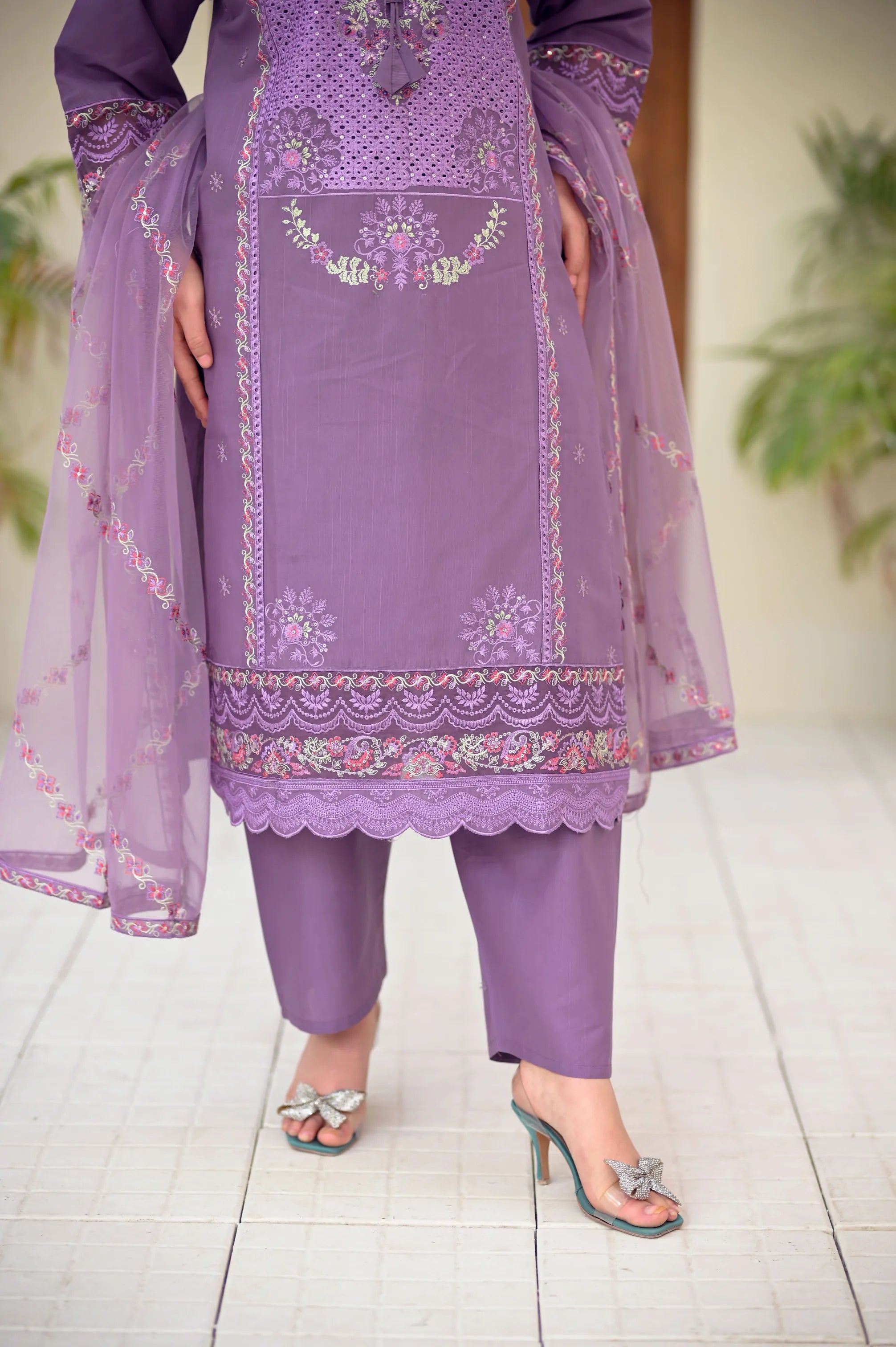 Serene Luxe Embroidered 3-Piece Cotton Set