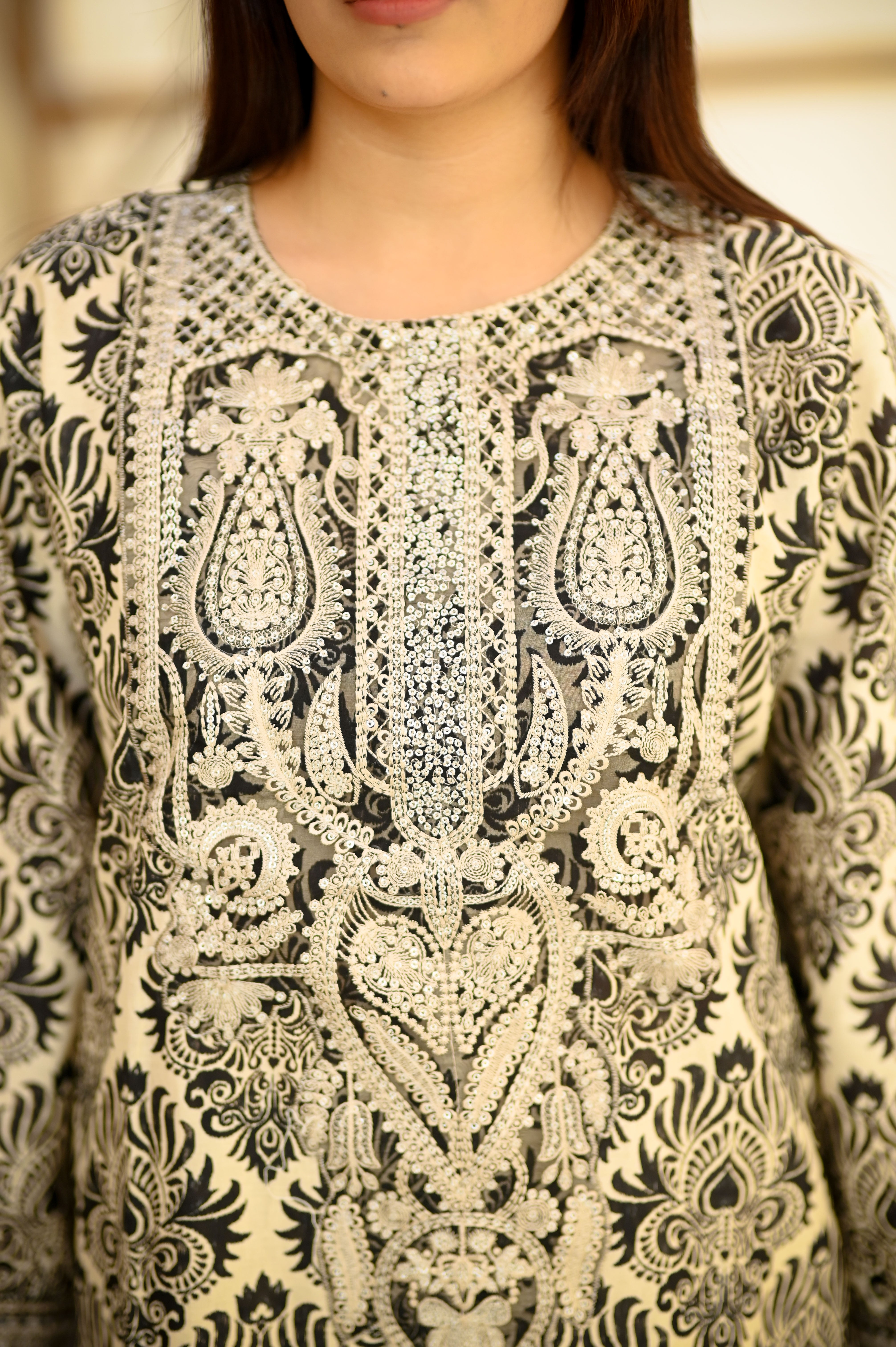 Printed Cotton Embroidered 3-Piece Suit