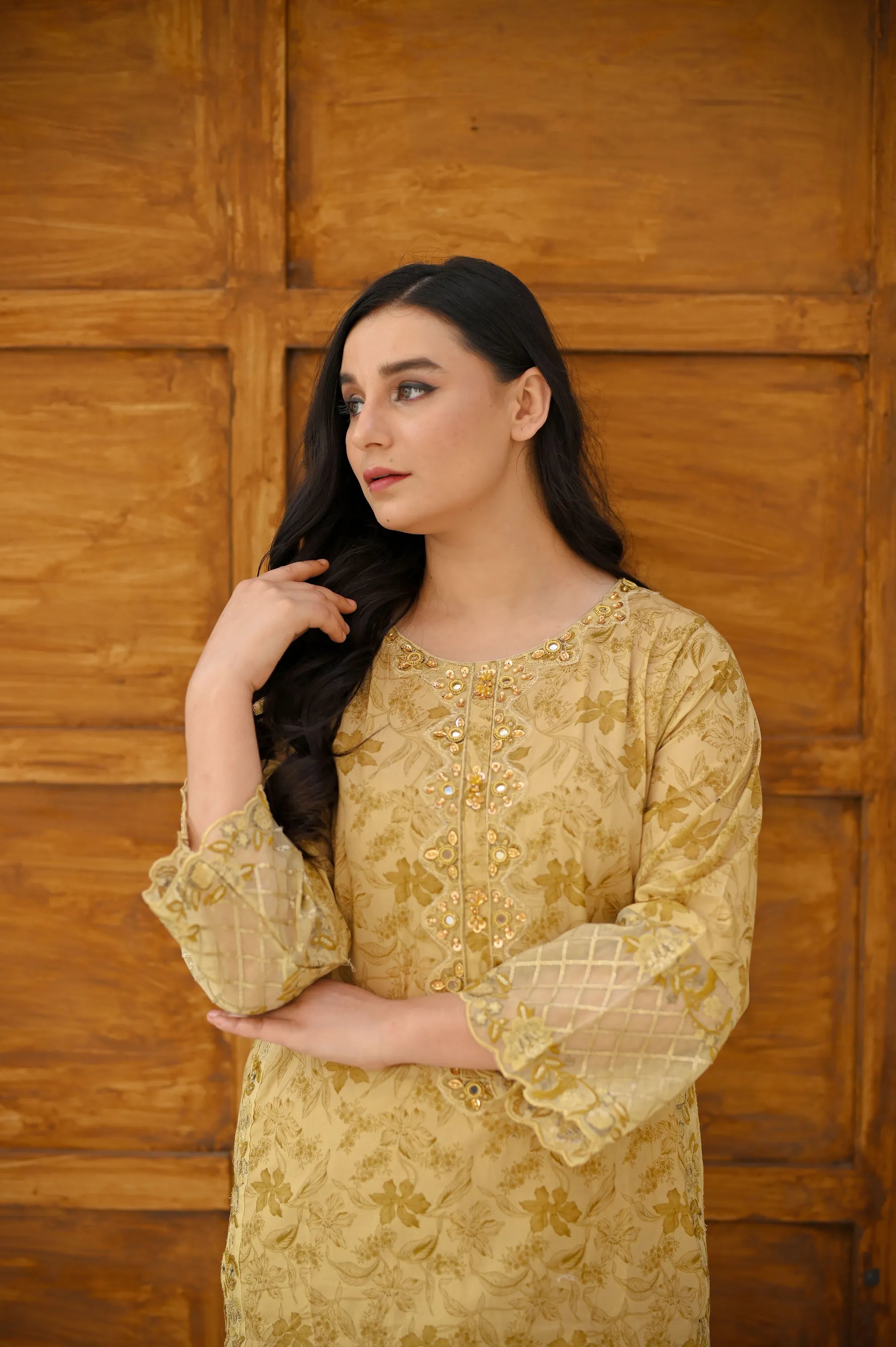 Zaria Pearl Mirror 3-Piece Printed Lawn Set