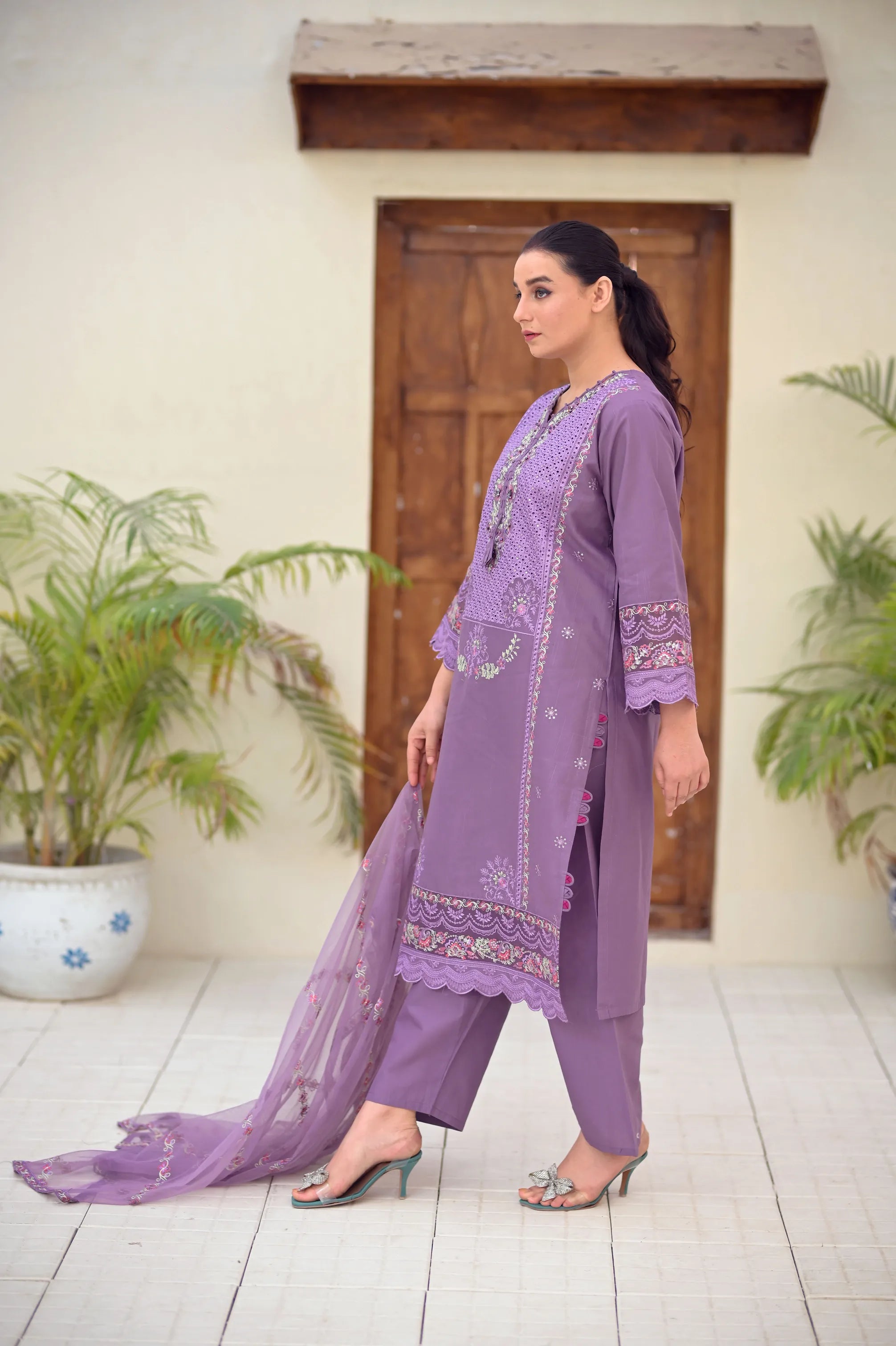 Serene Luxe Embroidered 3-Piece Cotton Set