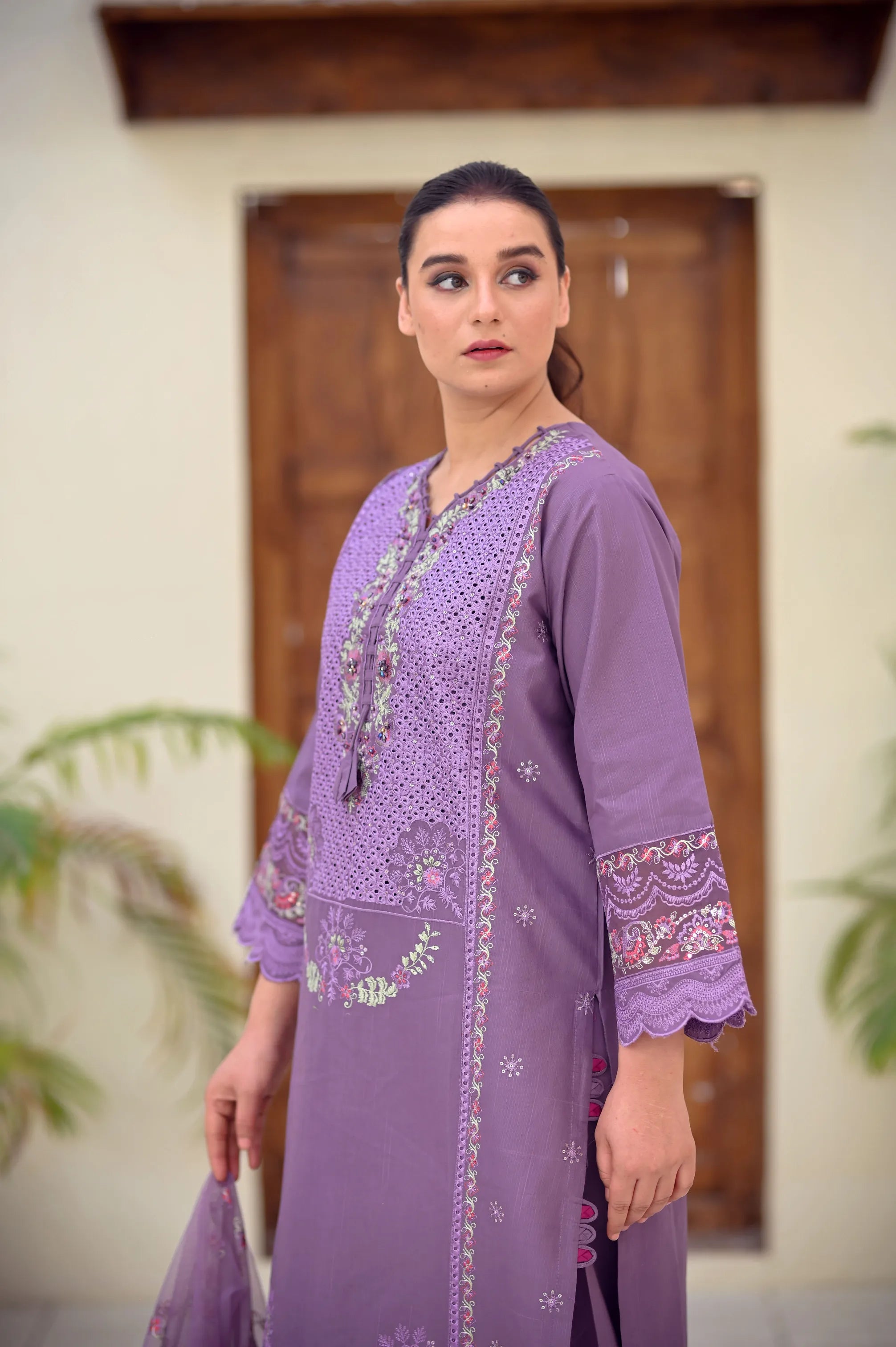 Serene Luxe Embroidered 3-Piece Cotton Set