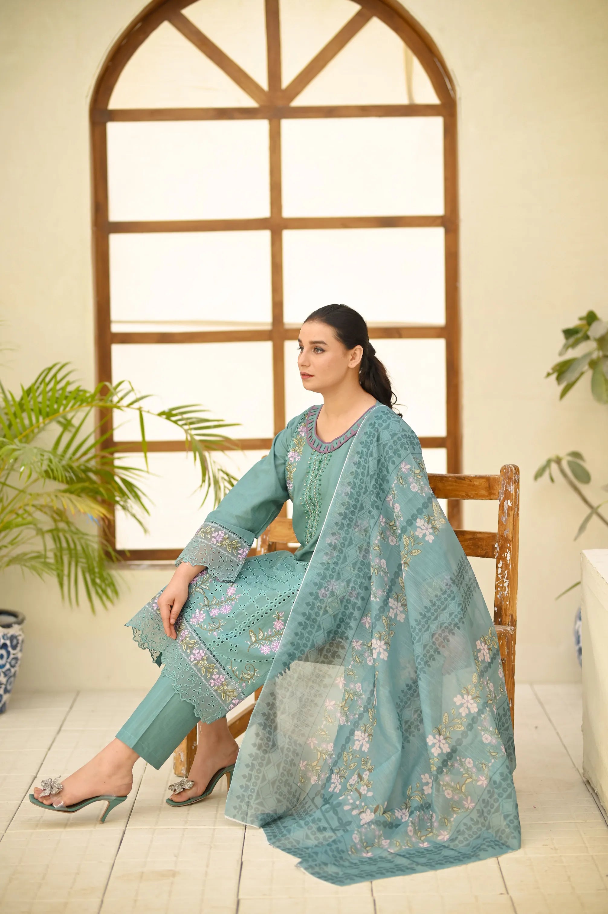 Luxury Chikankari Premium Self-Design Cotton 3PC Suit