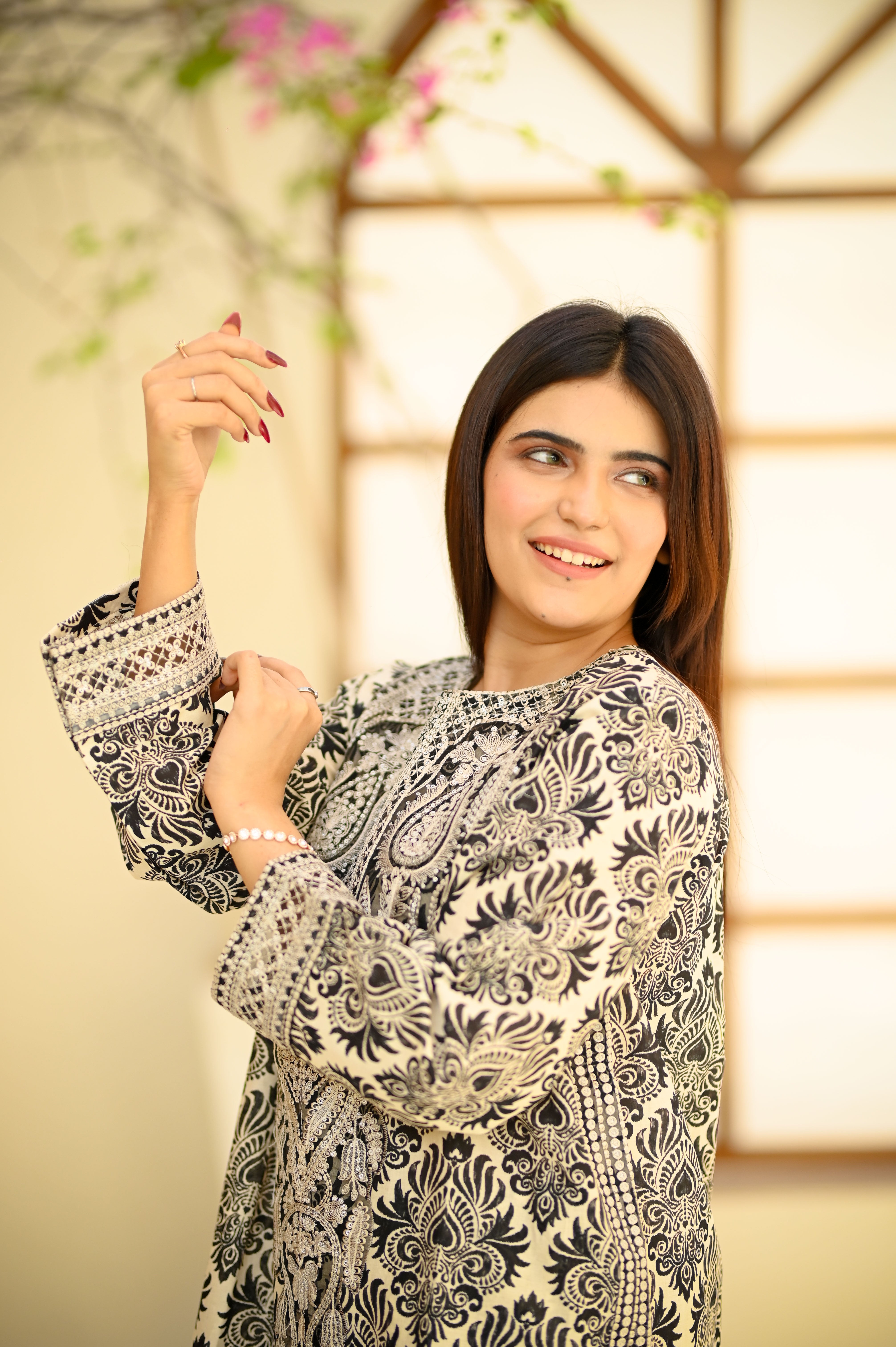 Printed Cotton Embroidered 3-Piece Suit