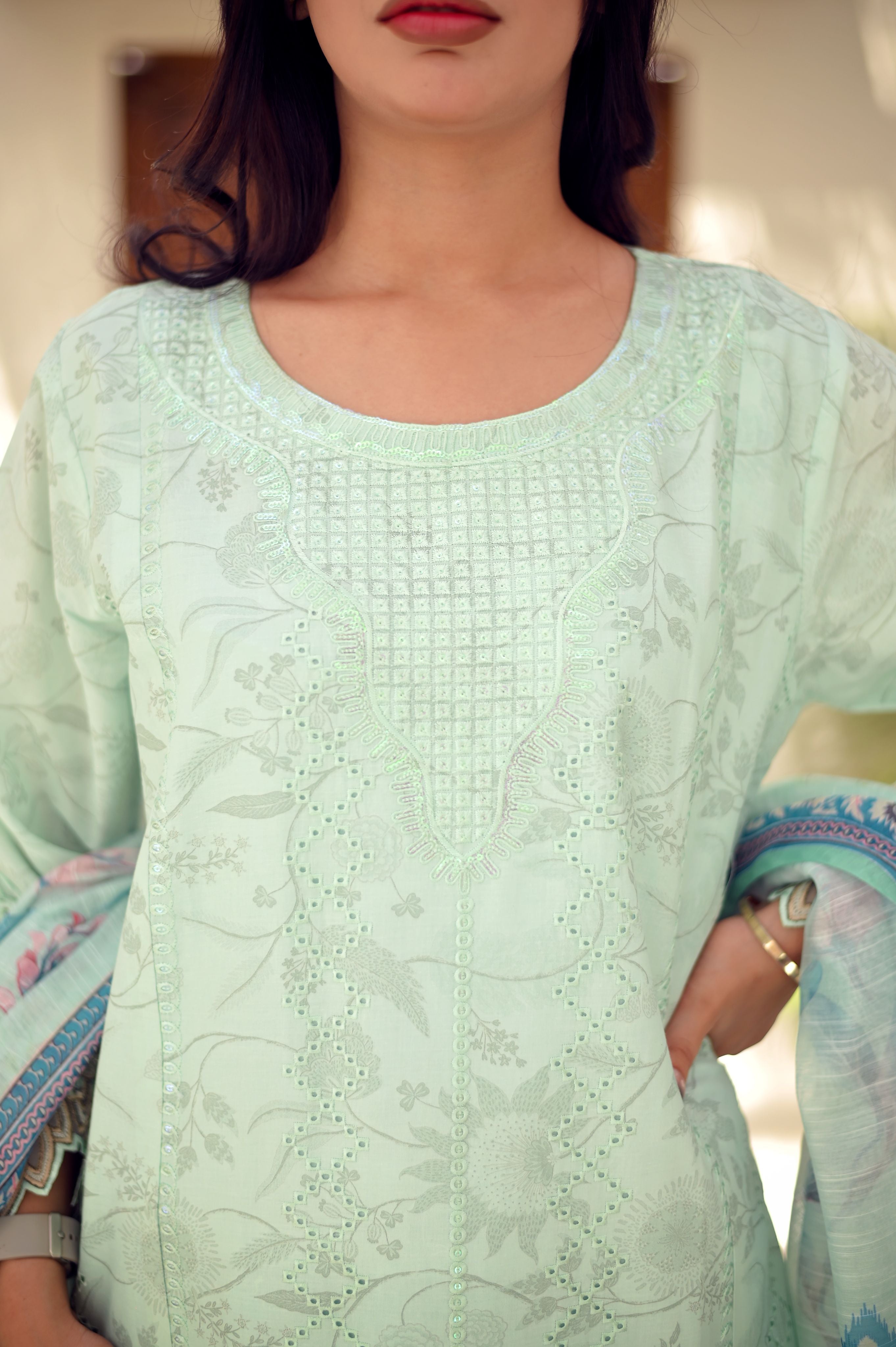 Zarmina Sequin Cutwork 3-Piece Lawn Set