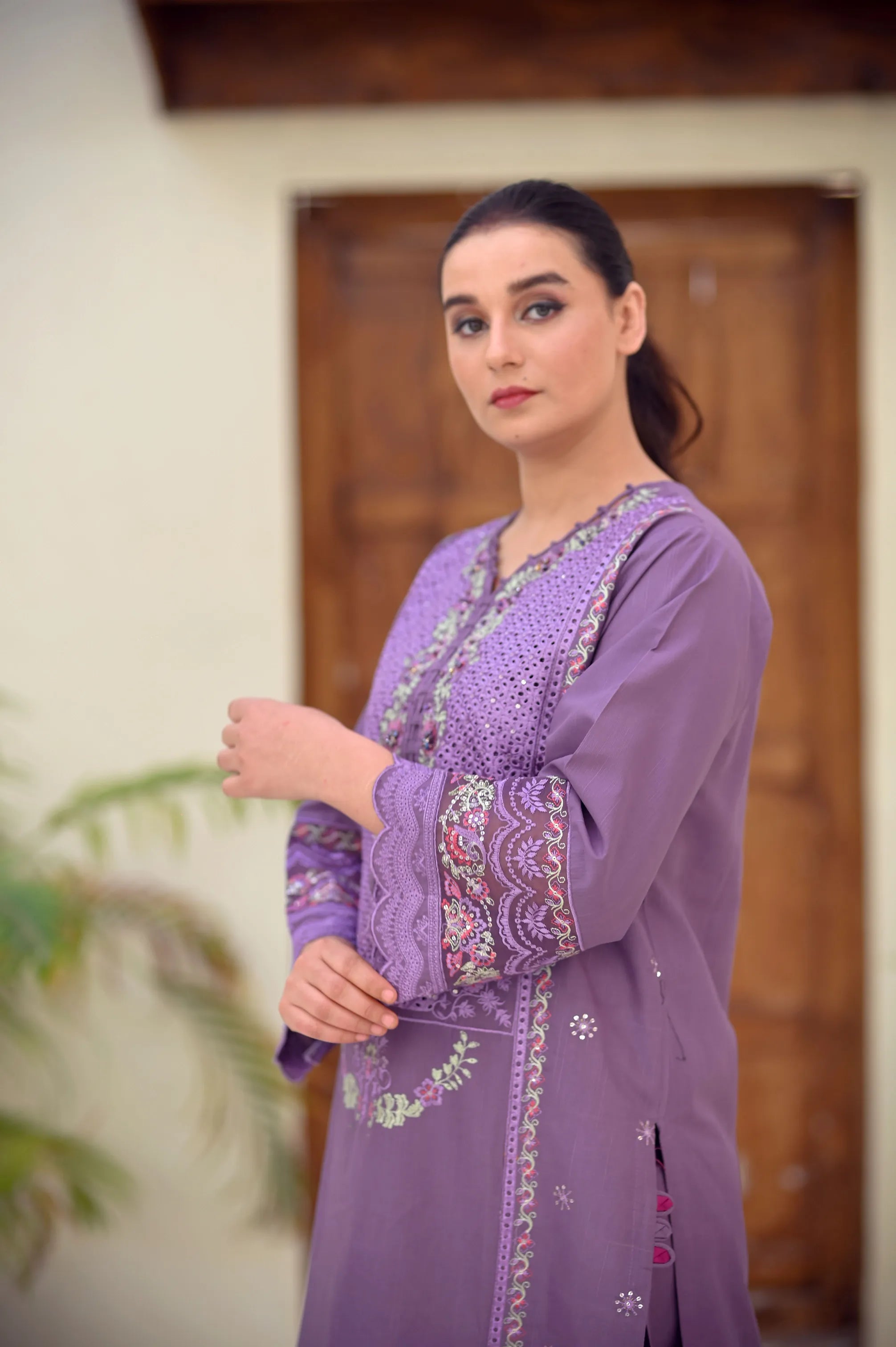 Serene Luxe Embroidered 3-Piece Cotton Set