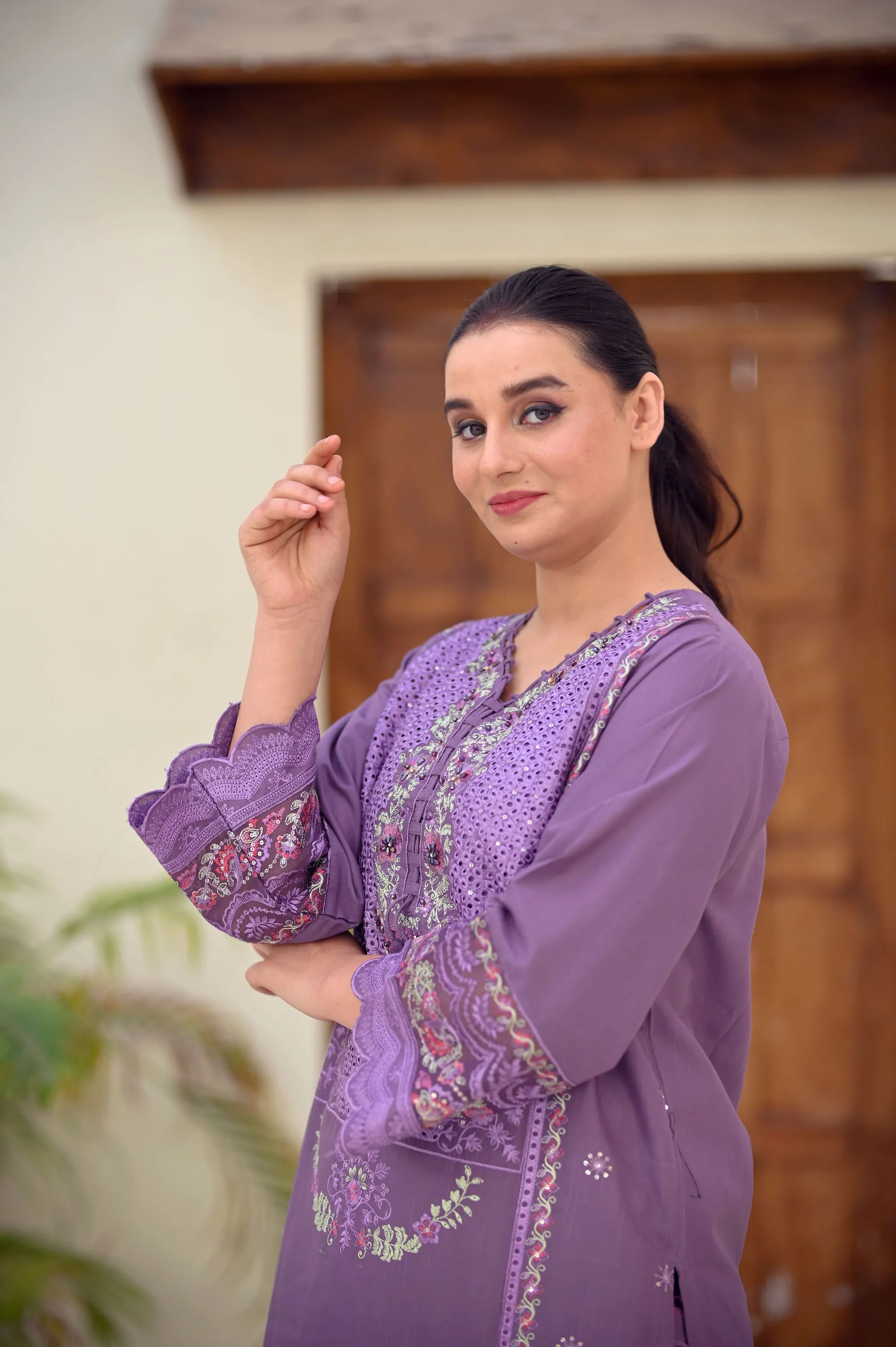 Serene Luxe Embroidered 3-Piece Cotton Set