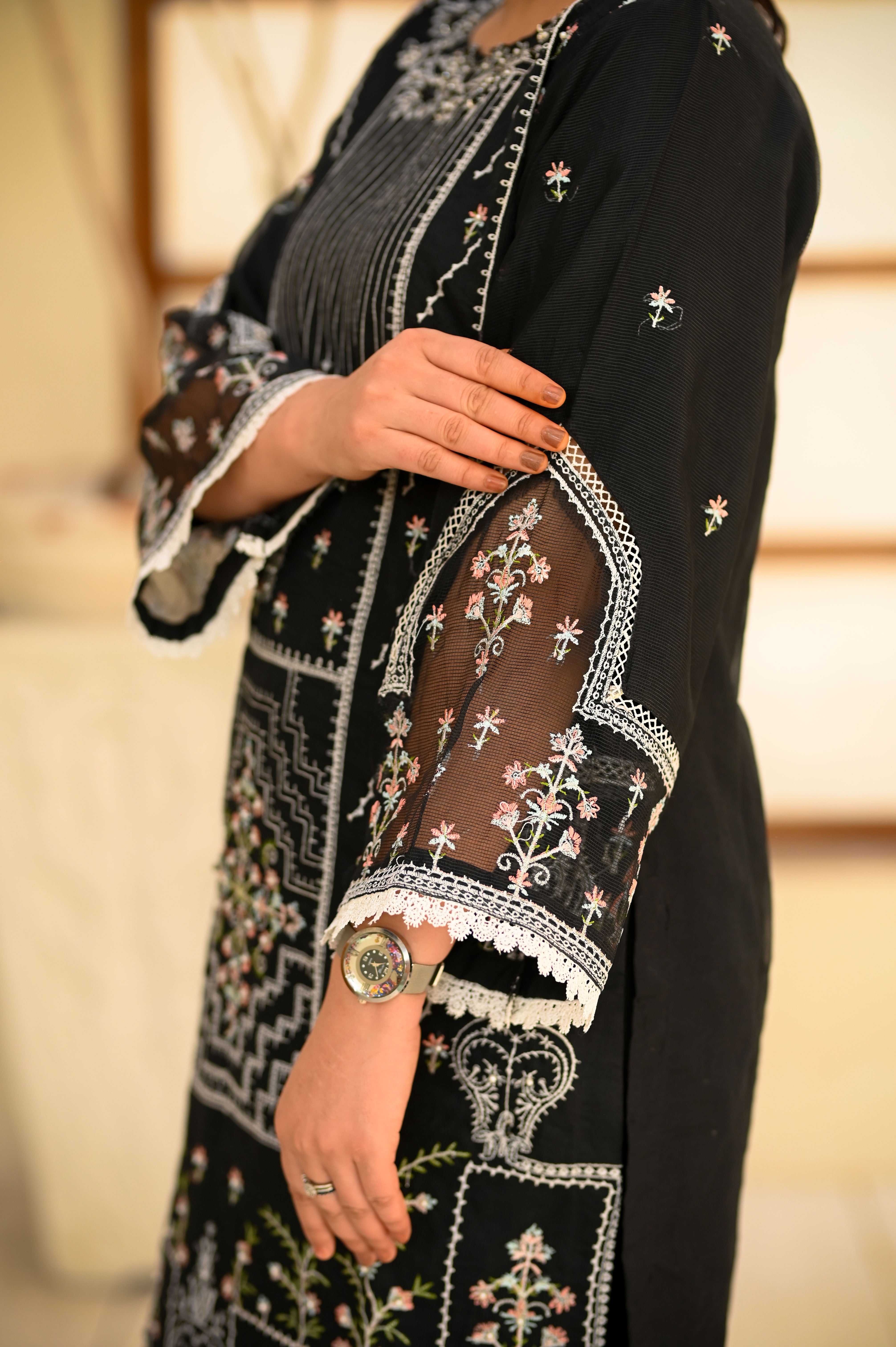 Luxury Heavy Embroidered 3-Piece Suit with Organza & Handcrafted Details