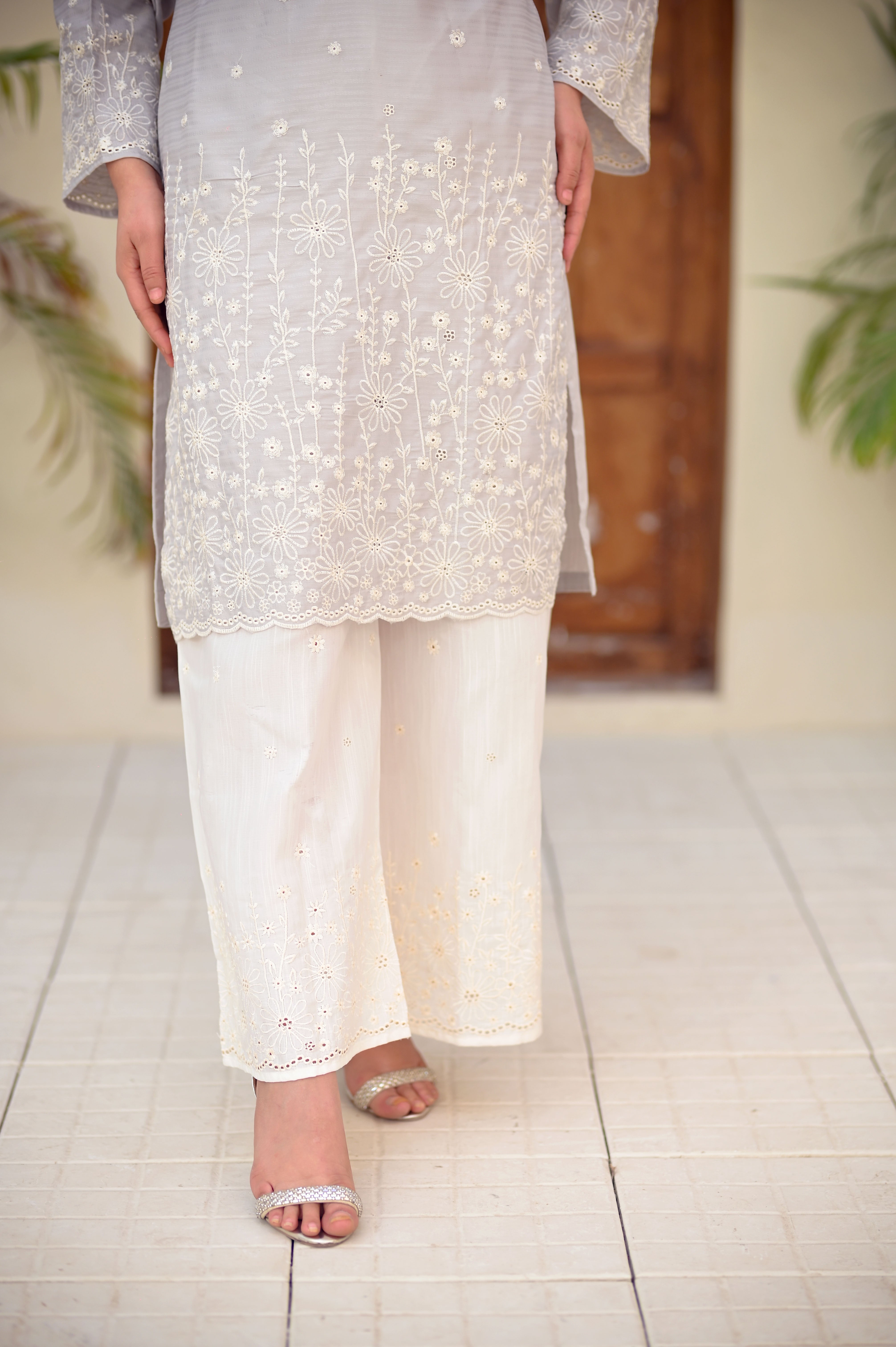 Self-Design PV Cotton Embroidered Suit