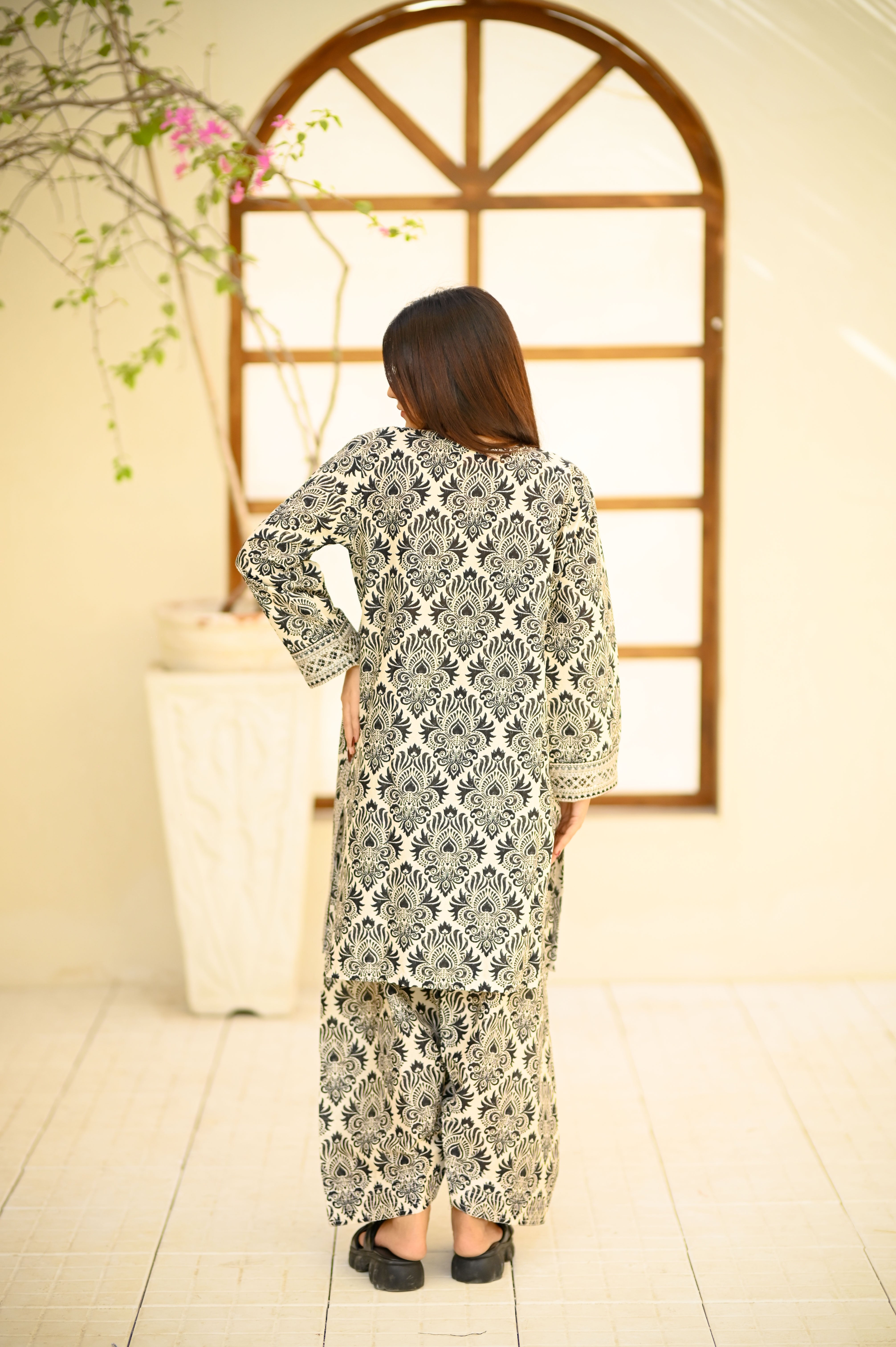 Printed Cotton Embroidered 3-Piece Suit