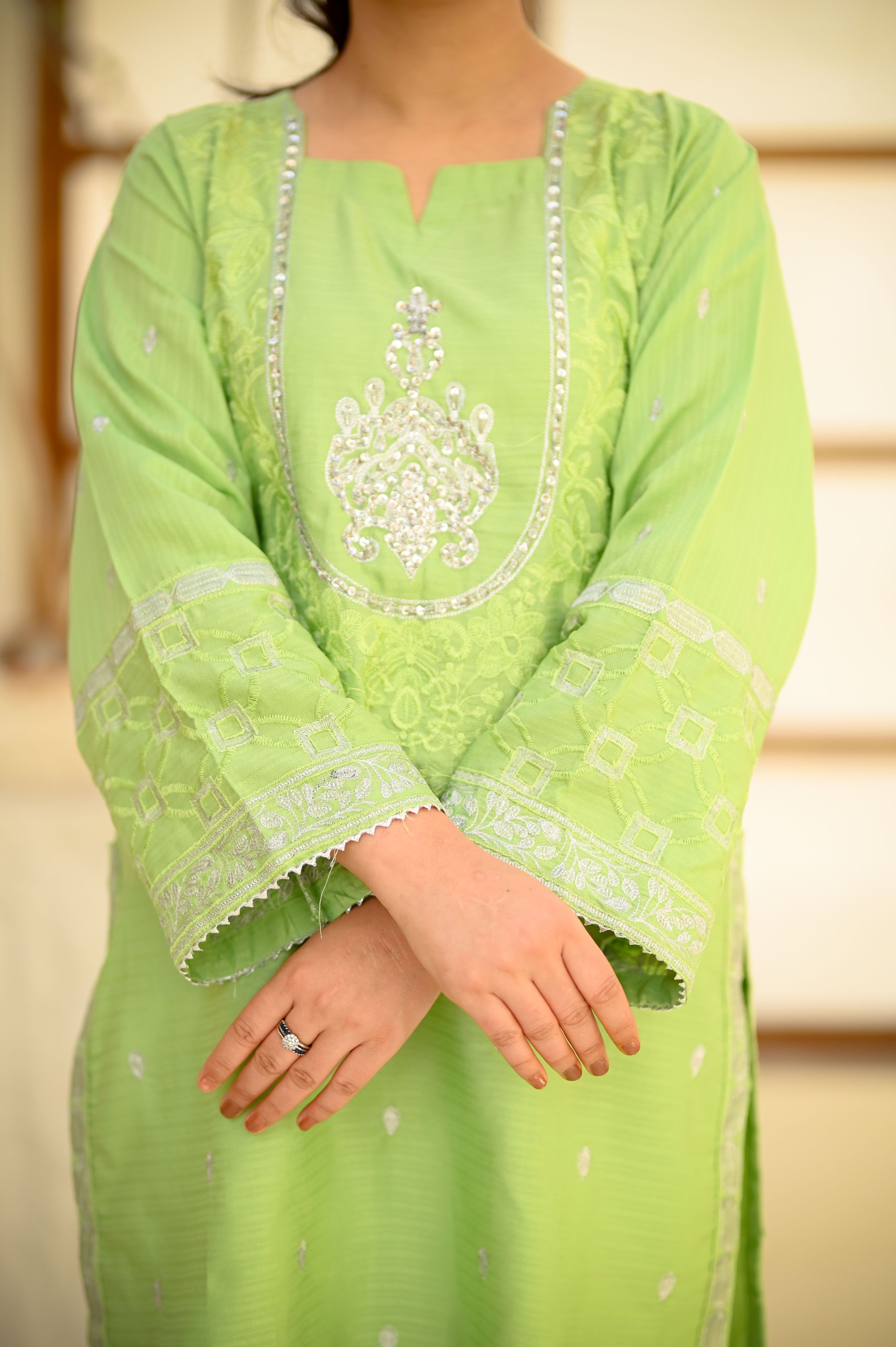 3. Premium Hand Embroidered PV Cotton 3-Piece Suit