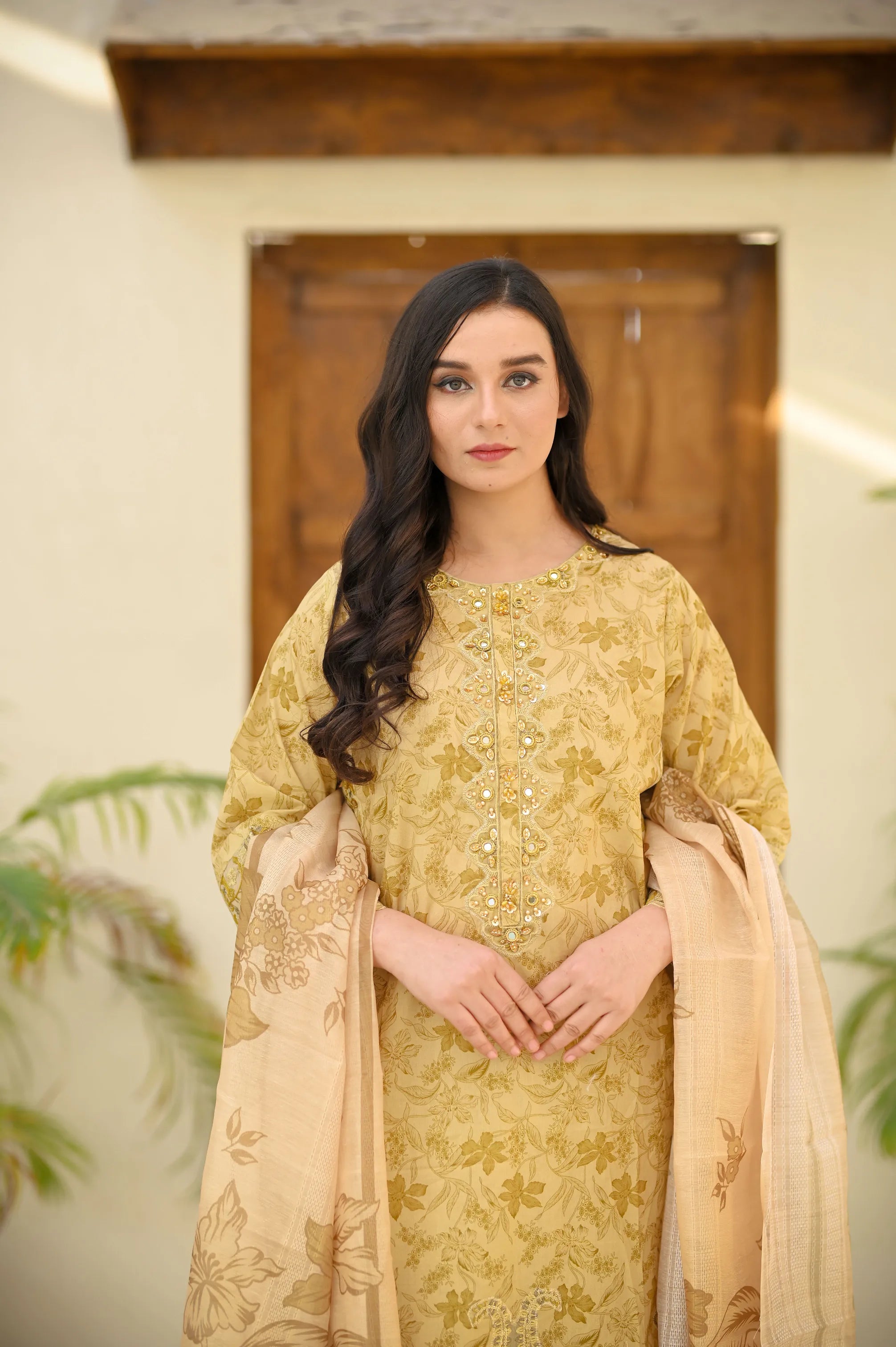 Zaria Pearl Mirror 3-Piece Printed Lawn Set